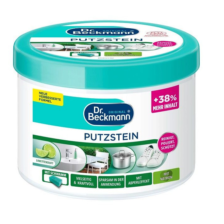 Dr. Beckmann Putzstein 550 g – uniwersalna pasta czyszcząca z gąbką, do różnych powierzchni