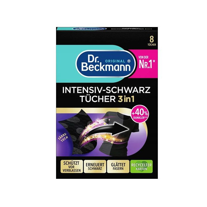 Dr.Beckmann Intesiv Schwarz 3w1- chusteczki do czarnych ubrań 8szt.